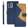 For Motorola Edge 40 Pro 5G idewei Two-color Splicing Leather Phone Case(Blue)