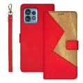 For Motorola Edge 40 Pro 5G idewei Two-color Splicing Leather Phone Case(Red)