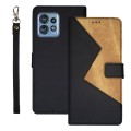 For Motorola Edge 40 Pro 5G idewei Two-color Splicing Leather Phone Case(Black)