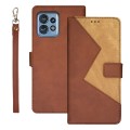 For Motorola Edge 40 Pro 5G idewei Two-color Splicing Leather Phone Case(Brown)