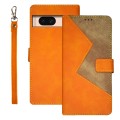 For Google Pixel 8a idewei Two-color Splicing Leather Phone Case(Orange)