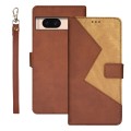 For Google Pixel 8a idewei Two-color Splicing Leather Phone Case(Brown)