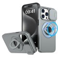 For iPhone 15 Pro Max Camshield MagSafe Ring Holder Armor Phone Case(Titanium Grey)