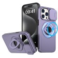 For iPhone 15 Pro Max Camshield MagSafe Ring Holder Armor Phone Case(Purple)