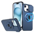 For iPhone 15 Plus Camshield MagSafe Ring Holder Armor Phone Case(Blue)