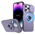 For iPhone 14 Pro Camshield MagSafe Ring Holder Armor Phone Case(Purple)