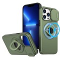 For iPhone 13 Pro Max Camshield MagSafe Ring Holder Armor Phone Case(Olive Green)