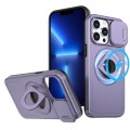 For iPhone 13 Pro Max Camshield MagSafe Ring Holder Armor Phone Case(Purple)