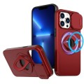 For iPhone 13 Pro Camshield MagSafe Ring Holder Armor Phone Case(Red)