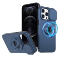 For iPhone 12 Pro Camshield MagSafe Ring Holder Armor Phone Case(Blue)