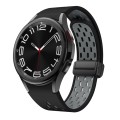 For Samsung Galaxy Watch 6 / 6 Classic Two Color Magnetic Folding Black Buckle Watch Band(Black Grey