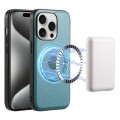 For iPhone 15 Pro Denior Cowhide Texture Leather MagSafe Phone Case(Blue)