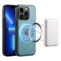 For iPhone 13 Pro Denior Cowhide Texture Leather MagSafe Phone Case(Blue)