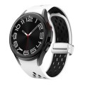 For Samsung Galaxy Watch 6 / 6 Classic Two Color Magnetic Folding Silver Buckle Watch Band(White Bla