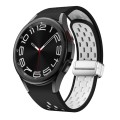 For Samsung Galaxy Watch 6 / 6 Classic Two Color Magnetic Folding Silver Buckle Watch Band(Black Whi