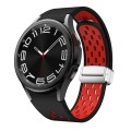 For Samsung Galaxy Watch 6 / 6 Classic Two Color Magnetic Folding Silver Buckle Watch Band(Black Red