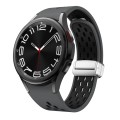 For Samsung Galaxy Watch 6 / 6 Classic Two Color Magnetic Folding Silver Buckle Watch Band(Dark Blac