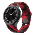 For Samsung Galaxy Watch 6 / 6 Classic Football Pattern Reverse Buckle Silicone Watch Band(Black Red