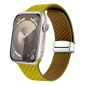 For Apple Watch SE 2023 44mm Carbon Fiber Magnetic Silver Buckle Watch Band(Olive Brown)