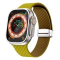 For Apple Watch Ultra 2 49mm Carbon Fiber Magnetic Silver Buckle Watch Band(Olive Brown)