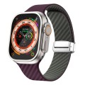For Apple Watch Ultra 2 49mm Carbon Fiber Magnetic Silver Buckle Watch Band(Purple Green)