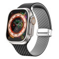 For Apple Watch Ultra 2 49mm Carbon Fiber Magnetic Silver Buckle Watch Band(Black Grey)