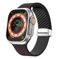 For Apple Watch Ultra 2 49mm Carbon Fiber Magnetic Silver Buckle Watch Band(Dark Brown Black)