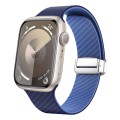 For Apple Watch Series 9 41mm Carbon Fiber Magnetic Silver Buckle Watch Band(Royal Blue Light Blue)