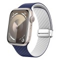 For Apple Watch Series 8 41mm Carbon Fiber Magnetic Silver Buckle Watch Band(Royal Blue White)