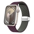 For Apple Watch Series 8 41mm Carbon Fiber Magnetic Silver Buckle Watch Band(Purple Green)