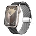 For Apple Watch Series 6 44mm Carbon Fiber Magnetic Silver Buckle Watch Band(Black Grey)