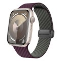 For Apple Watch SE 2023 44mm Carbon Fiber Magnetic Black Buckle Watch Band(Purple Green)