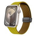 For Apple Watch Series 9 41mm Carbon Fiber Magnetic Black Buckle Watch Band(Olive Brown)