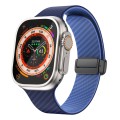 For Apple Watch Ultra 49mm Carbon Fiber Magnetic Black Buckle Watch Band(Royal Blue Light Blue)