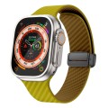 For Apple Watch Ultra 49mm Carbon Fiber Magnetic Black Buckle Watch Band(Olive Brown)