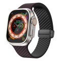 For Apple Watch Ultra 49mm Carbon Fiber Magnetic Black Buckle Watch Band(Dark Brown Black)