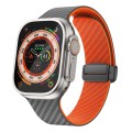 For Apple Watch Ultra 49mm Carbon Fiber Magnetic Black Buckle Watch Band(Spacy Grey Orange)