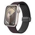 For Apple Watch Series 5 44mm Carbon Fiber Magnetic Black Buckle Watch Band(Dark Brown Black)