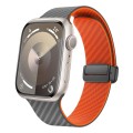 For Apple Watch Series 5 40mm Carbon Fiber Magnetic Black Buckle Watch Band(Spacy Grey Orange)