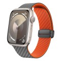 For Apple Watch Series 2 42mm Carbon Fiber Magnetic Black Buckle Watch Band(Spacy Grey Orange)