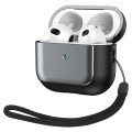 For AirPods 3 Electroplated Leather Texture Wireless Earphones Protective Case(Grey)