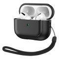 For AirPods Pro Electroplated Leather Texture Wireless Earphones Protective Case(Black)