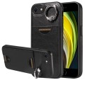 For  iPhone 2022 / 2020 / 8 / 7 Calf Texture Card Slot Ring Holder Phone Case(Black)
