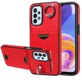 For Samsung Galaxy A23 Calf Texture Card Slot Ring Holder Phone Case(Red)