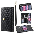 For iPhone 11 Zipper Multi-Card Wallet Rhombic Leather Phone Case(Black)