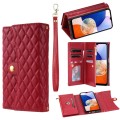 For Samsung Galaxy A54 5G Zipper Multi-Card Wallet Rhombic Leather Phone Case(Red)