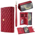 For Samsung Galaxy S20 Zipper Multi-Card Wallet Rhombic Leather Phone Case(Red)