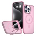 For iPhone 15 Pro Max Metal Invisible Camera Holder MagSafe Magnetic Phone Case(Pink)