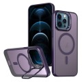 For iPhone 12 Pro Max Metal Invisible Camera Holder MagSafe Magnetic Phone Case(Purple)