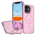 For iPhone 11 Metal Invisible Camera Holder MagSafe Magnetic Phone Case(Pink)